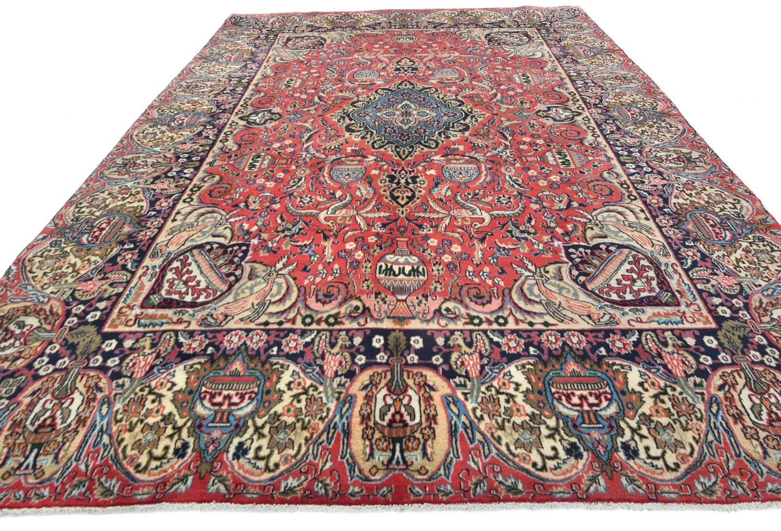 Vintage Bittersweet Red Traditional 10X13 Kashmar Persian Rug - 2