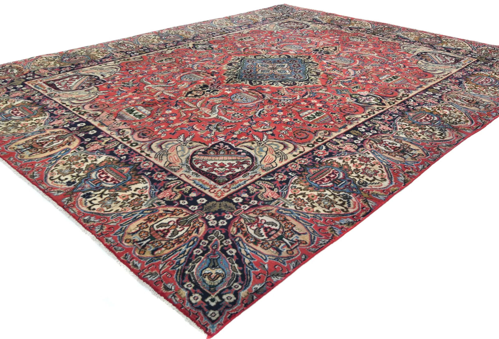 Vintage Bittersweet Red Traditional 10X13 Kashmar Persian Rug - 3