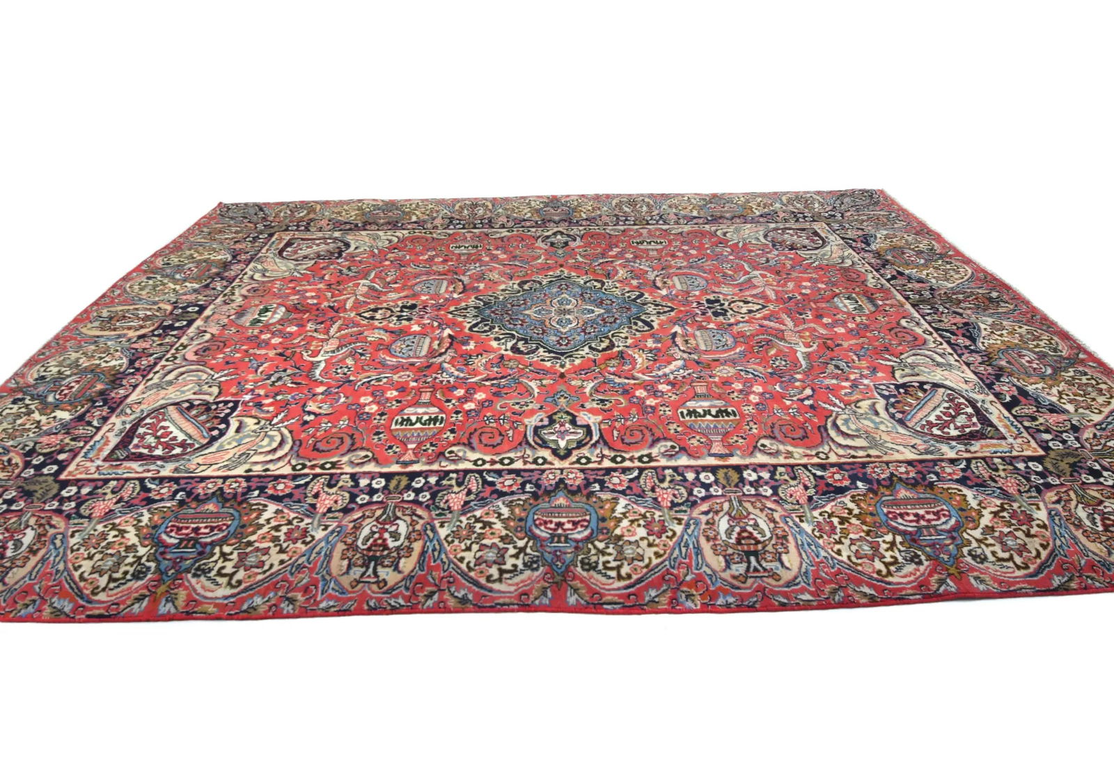 Vintage Bittersweet Red Traditional 10X13 Kashmar Persian Rug - 4