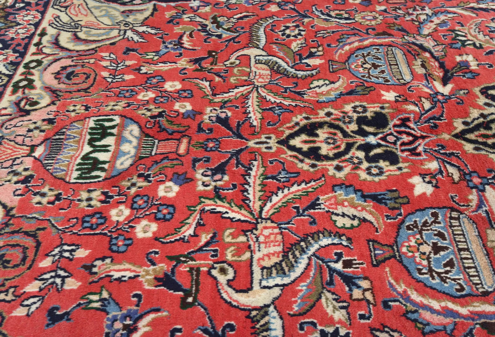 Vintage Bittersweet Red Traditional 10X13 Kashmar Persian Rug - 6