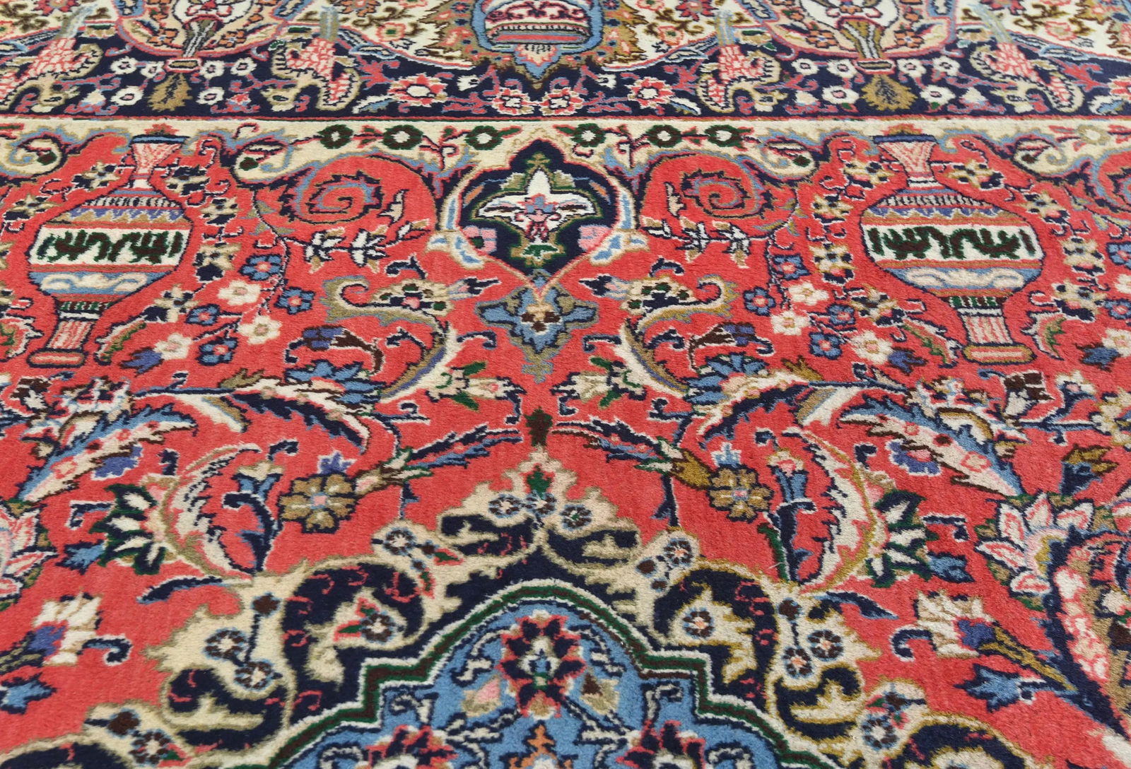 Vintage Bittersweet Red Traditional 10X13 Kashmar Persian Rug - 7