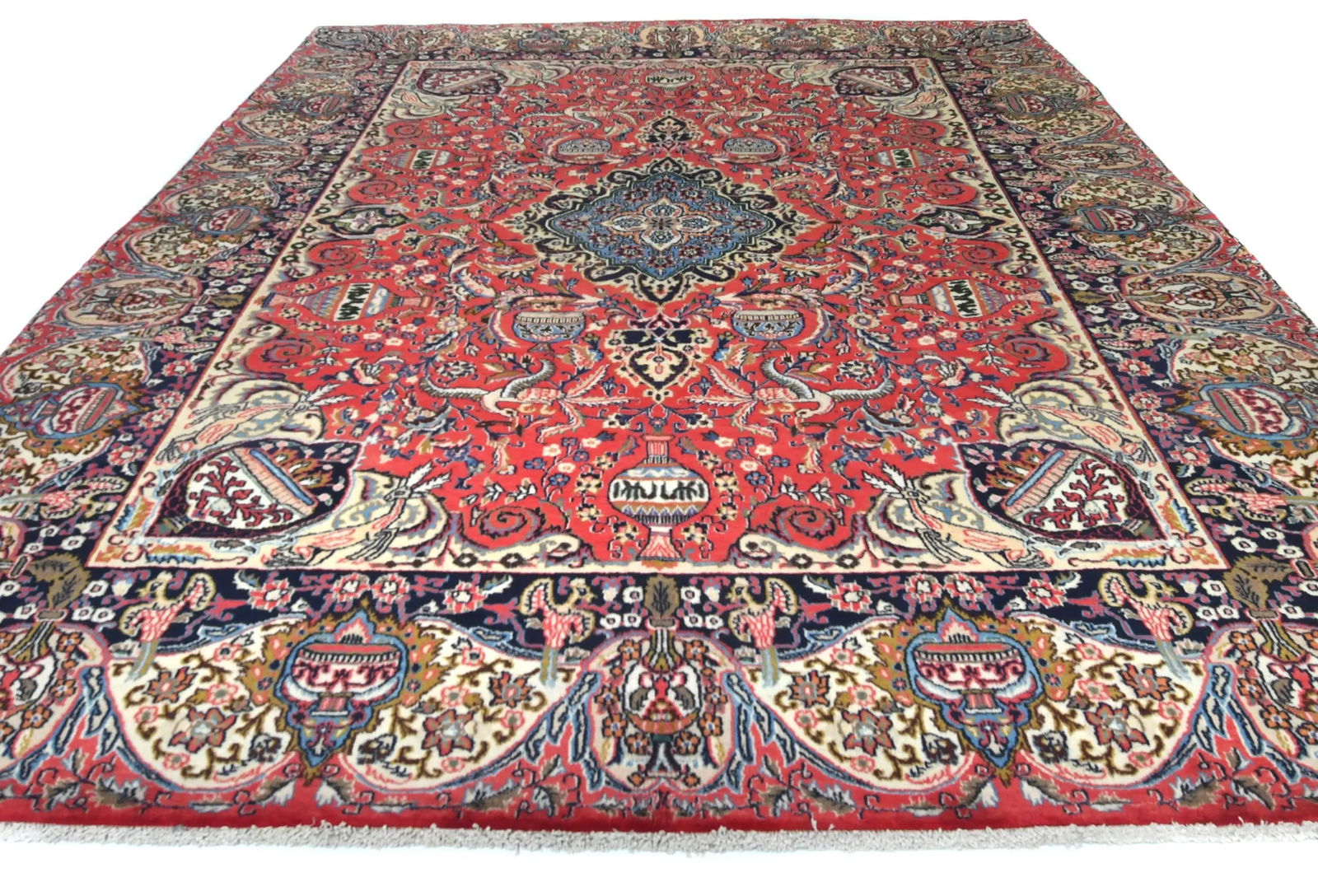 Vintage Bittersweet Red Traditional 10X13 Kashmar Persian Rug - 9