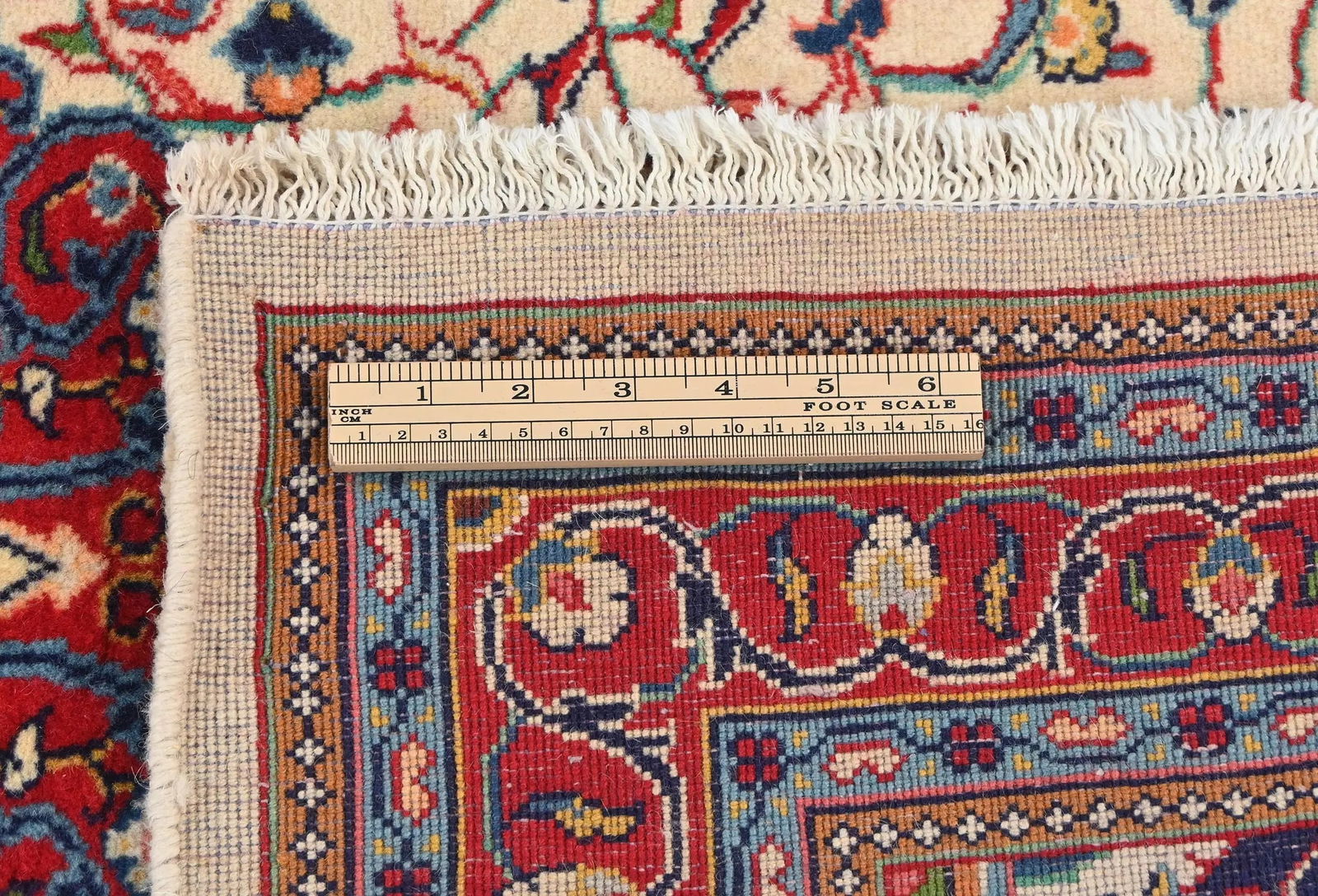 Vintage Cream Floral 3'6X4'7 Sarouk Persian Rug - 11