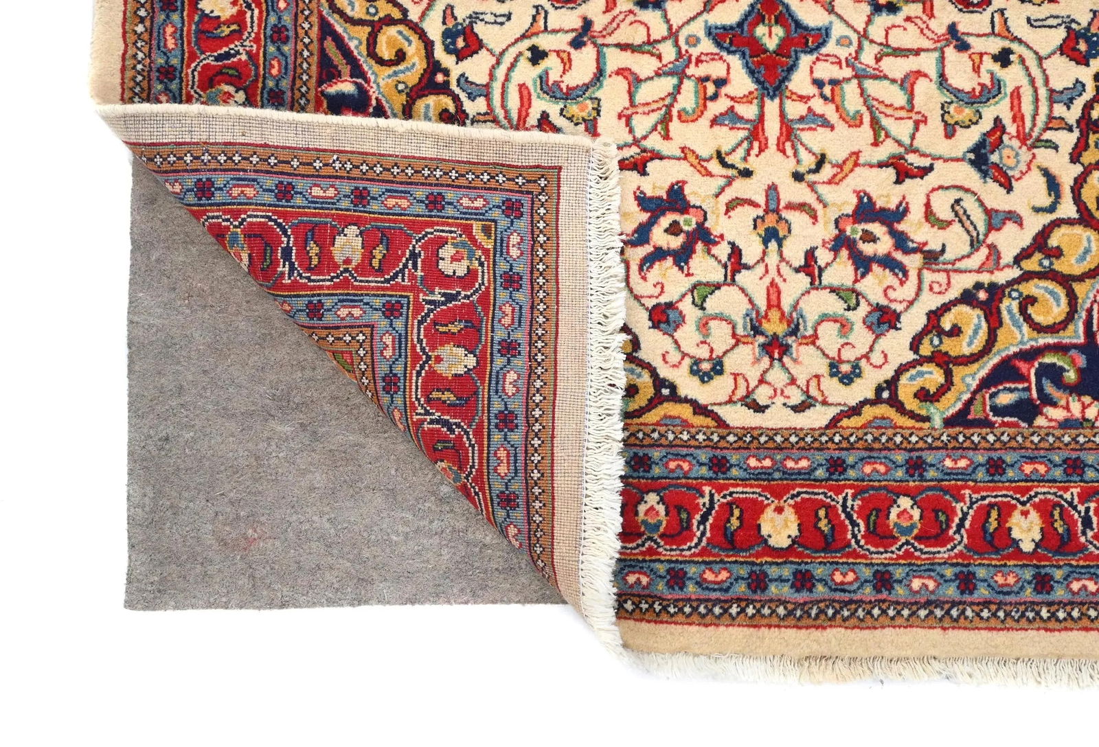 Vintage Cream Floral 3'6X4'7 Sarouk Persian Rug - 12