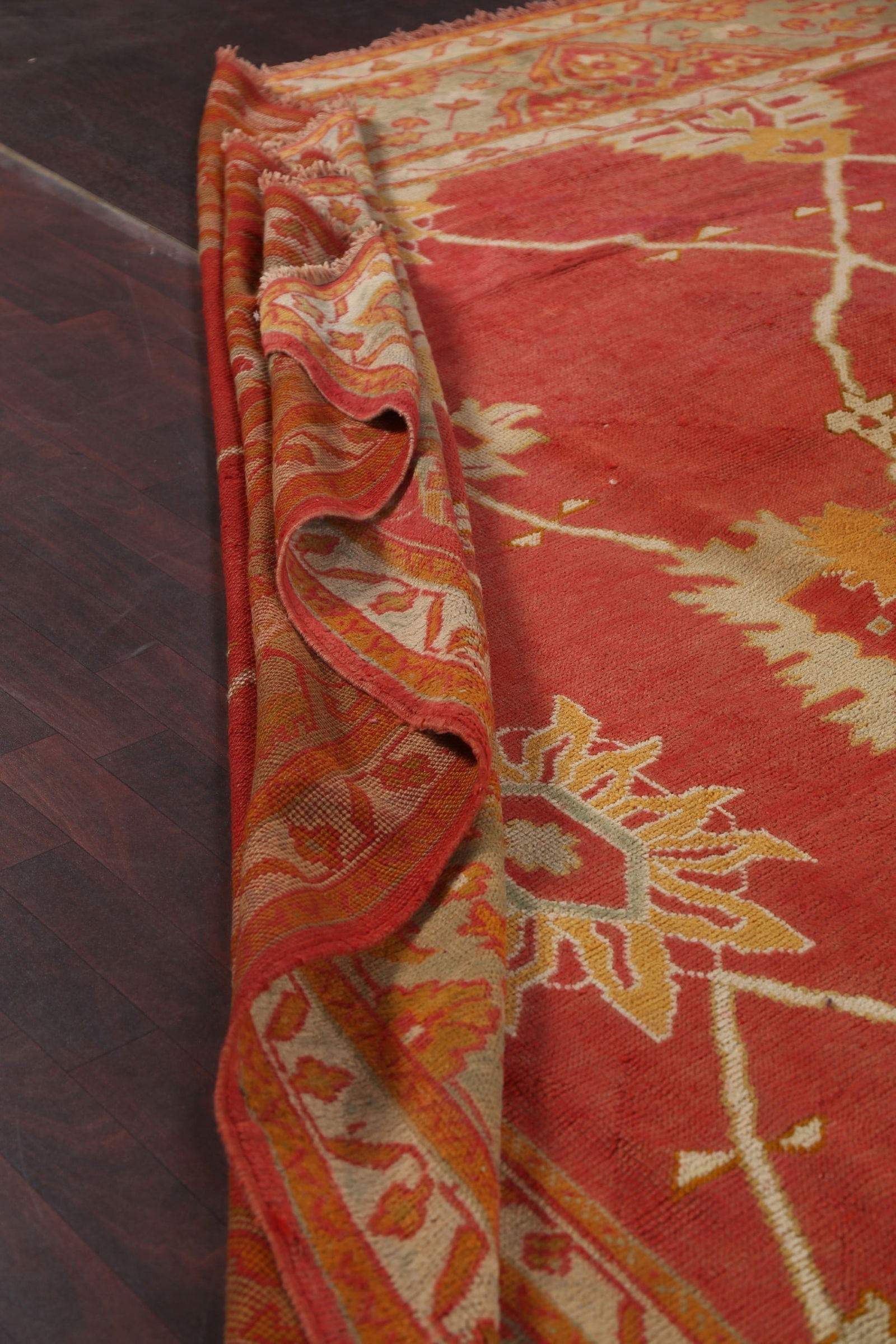 Pre-1900 Antique Oushak Handmade Turkish Rug 15x20 Vegetable Dye - 17