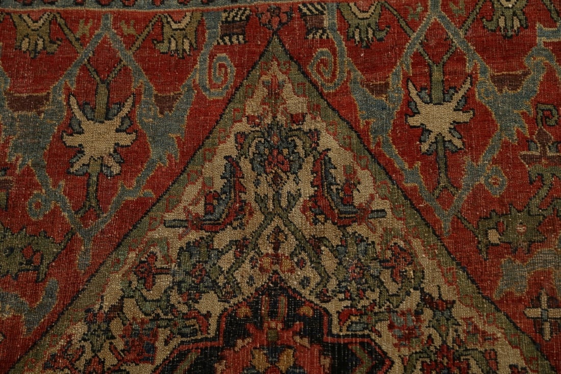 Pre-1900 Antique Vegetable Dye Bidjar Halvaei Persian Rug 8x11 - 11