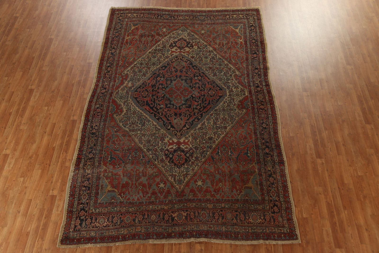 Pre-1900 Antique Vegetable Dye Bidjar Halvaei Persian Rug 8x11 - 16