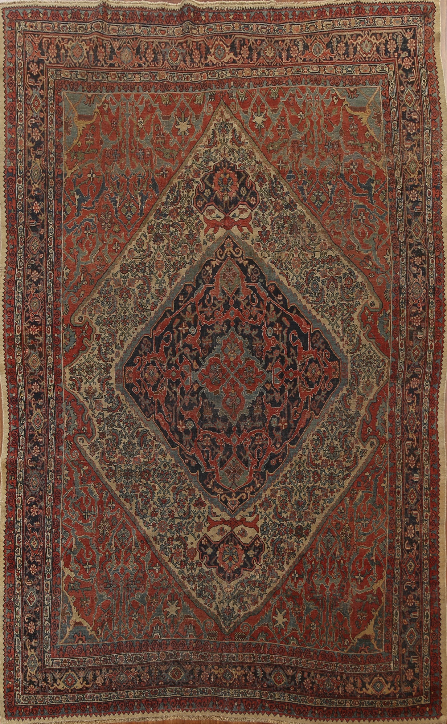 Pre-1900 Antique Vegetable Dye Bidjar Halvaei Persian Rug 8x11 (1 of 20)