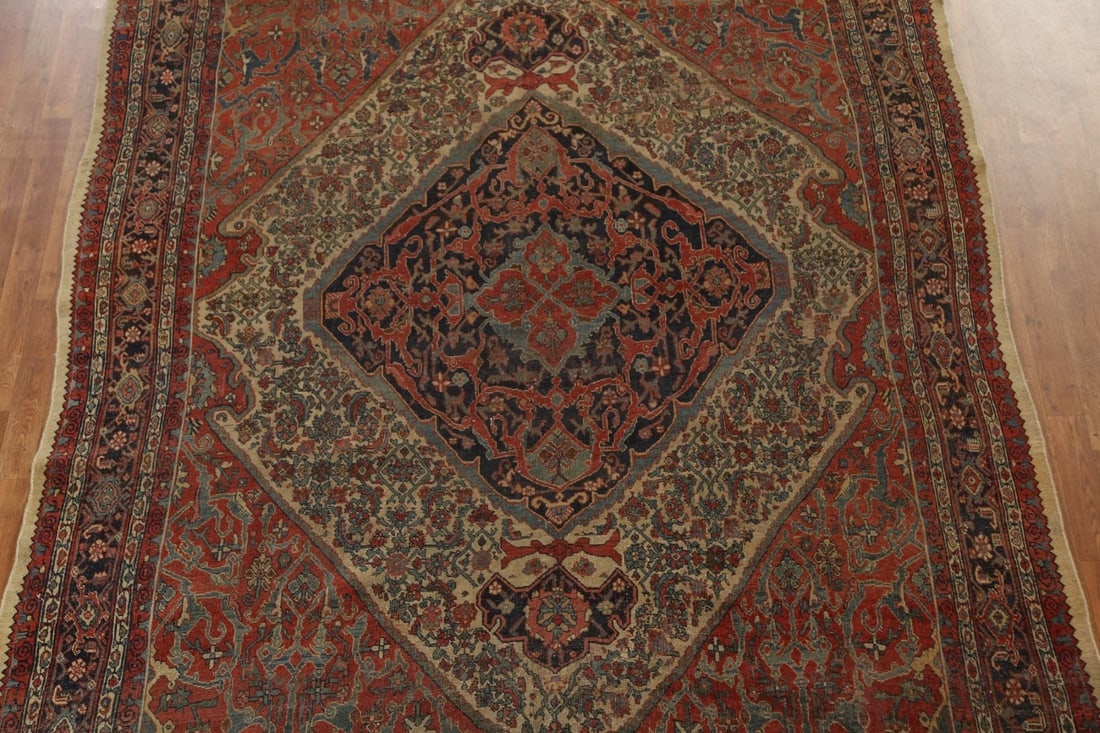 Pre-1900 Antique Vegetable Dye Bidjar Halvaei Persian Rug 8x11 - 4