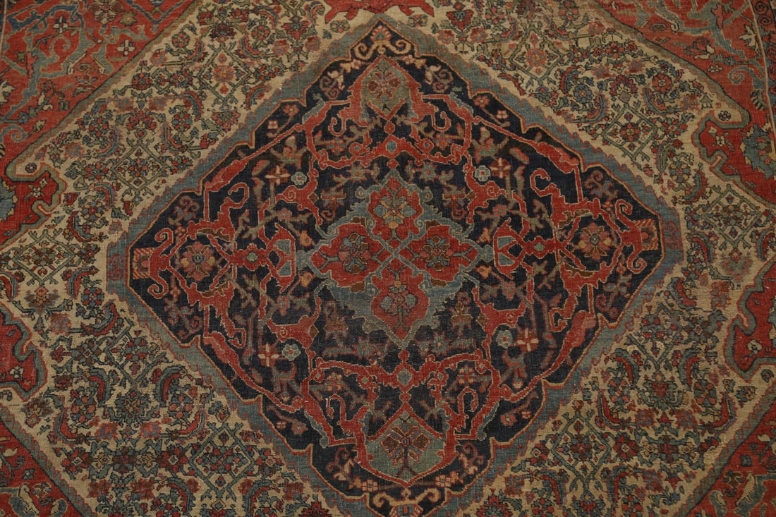 Pre-1900 Antique Vegetable Dye Bidjar Halvaei Persian Rug 8x11 - 5