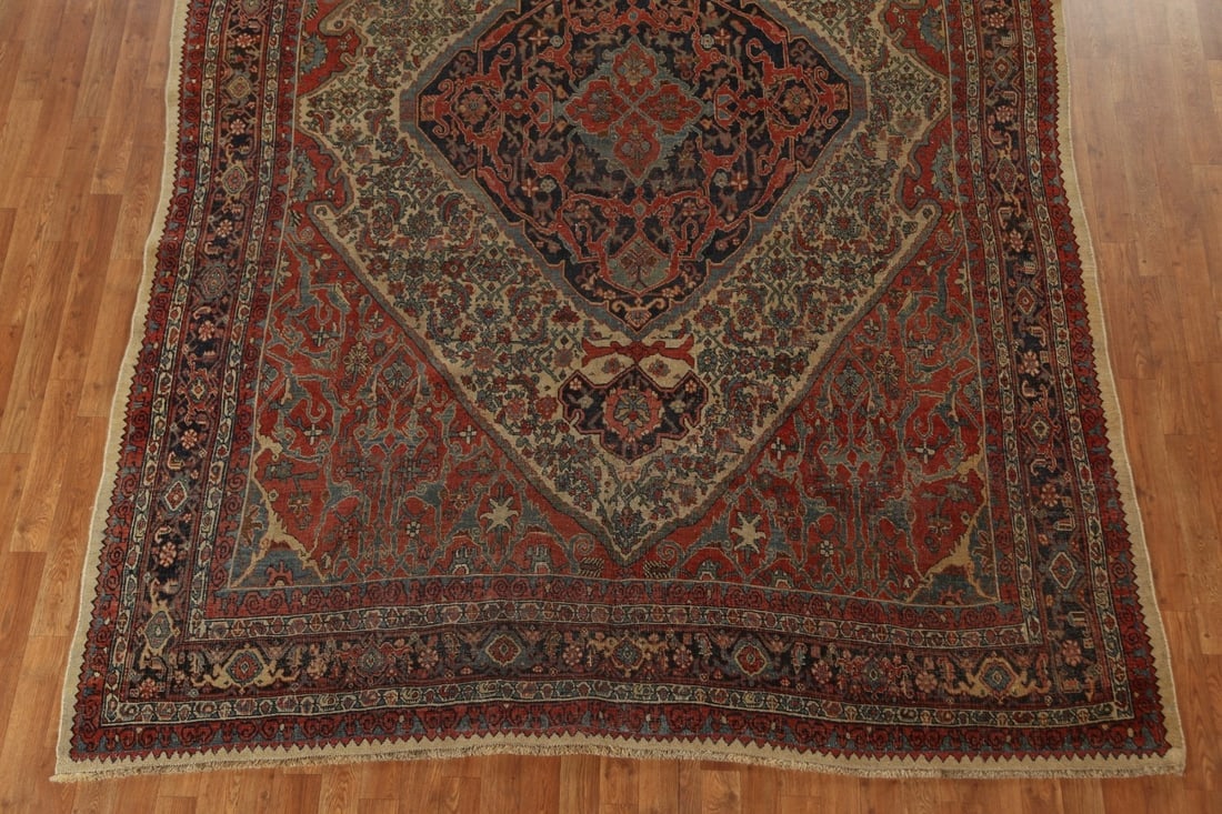 Pre-1900 Antique Vegetable Dye Bidjar Halvaei Persian Rug 8x11 - 6