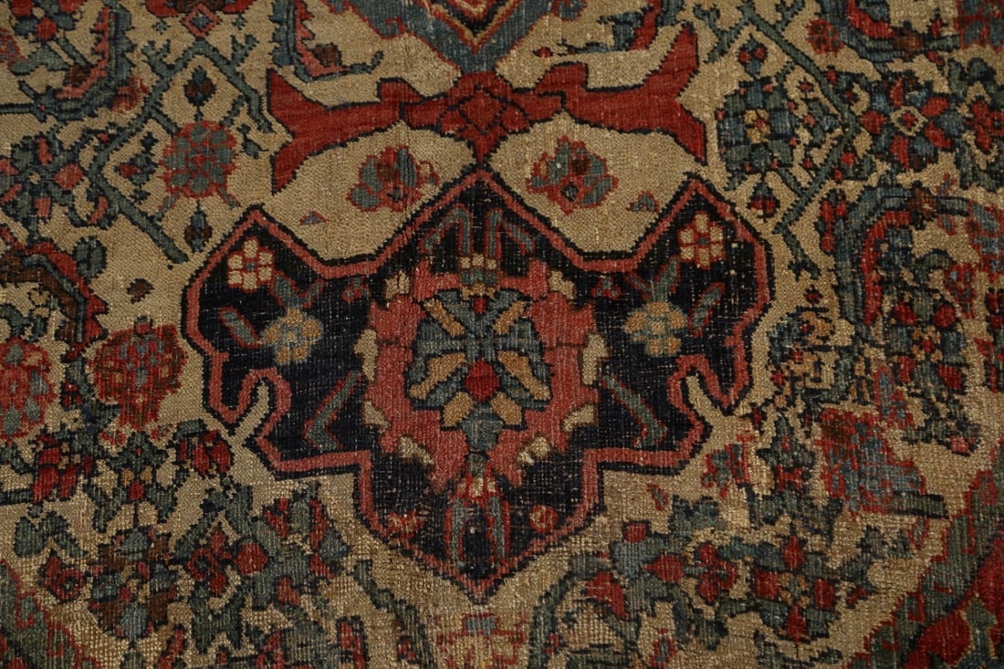 Pre-1900 Antique Vegetable Dye Bidjar Halvaei Persian Rug 8x11 - 9