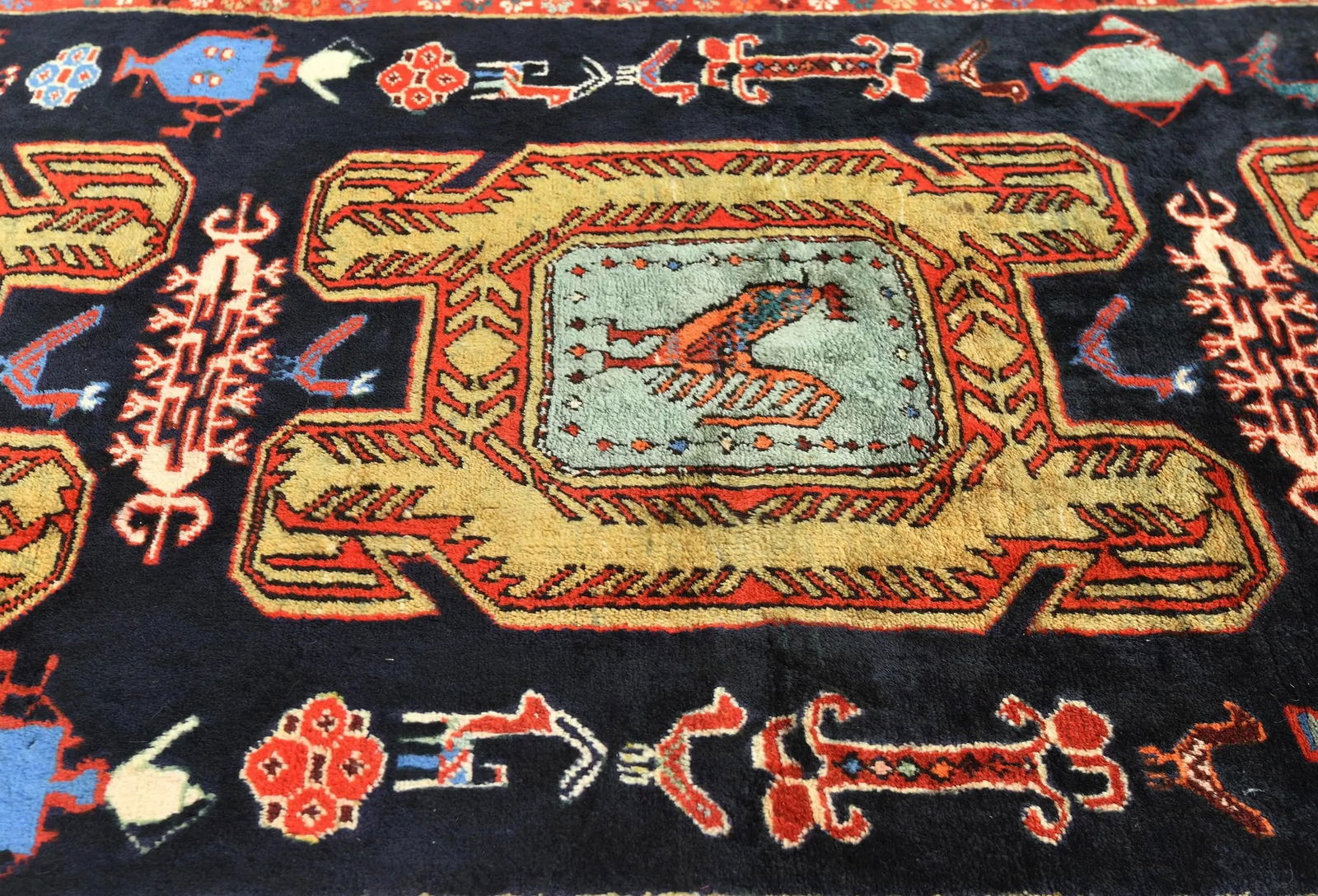 Vintage Plum Pictorial Tribal 4X10'4 Meshkin Persian Runner Rug - 5