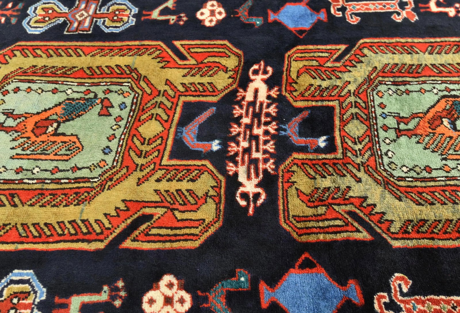 Vintage Plum Pictorial Tribal 4X10'4 Meshkin Persian Runner Rug - 6