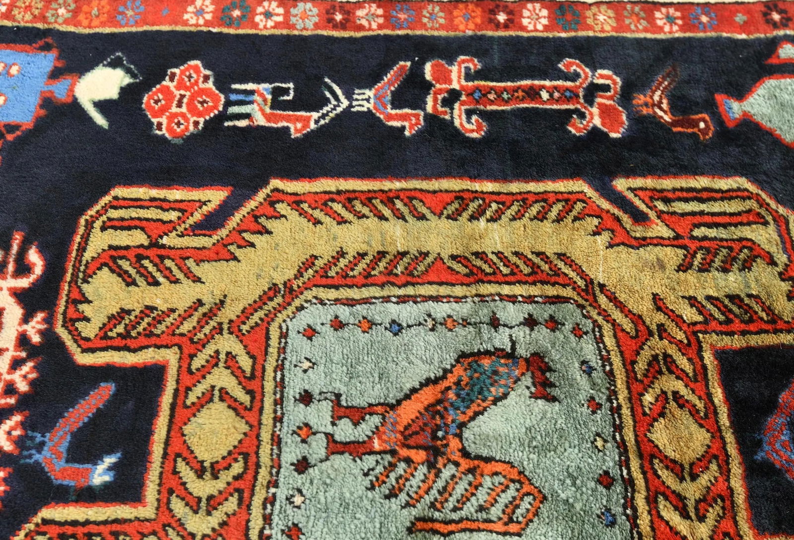 Vintage Plum Pictorial Tribal 4X10'4 Meshkin Persian Runner Rug - 7