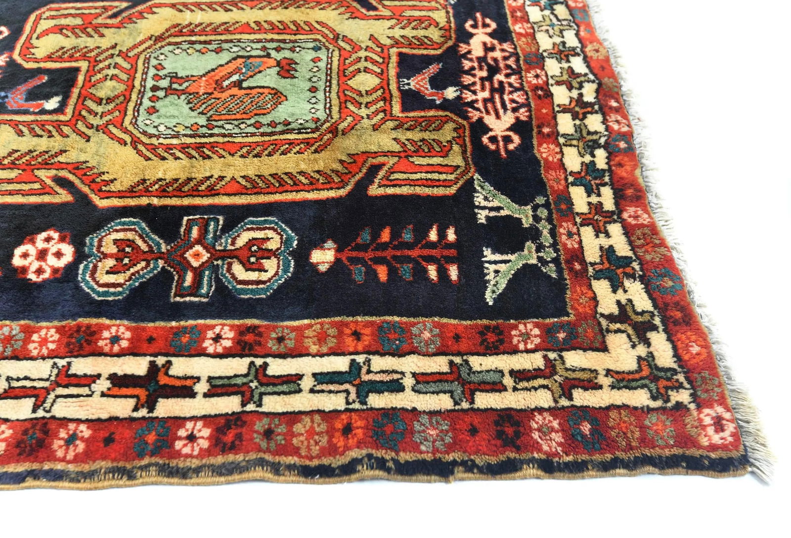 Vintage Plum Pictorial Tribal 4X10'4 Meshkin Persian Runner Rug - 8