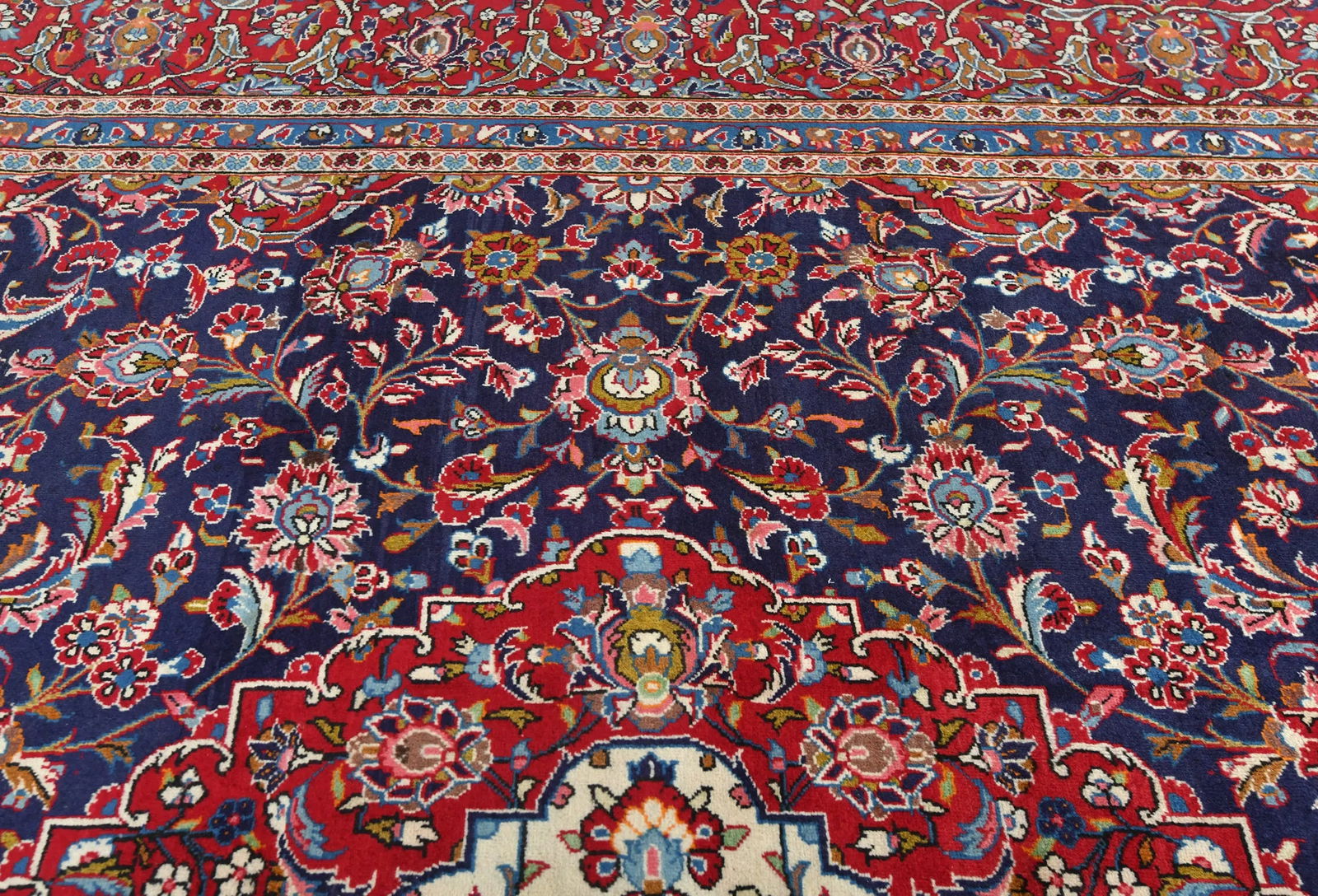 Vintage Purple-navy Floral Traditional 10X13 Kashan Persian Rug - 7