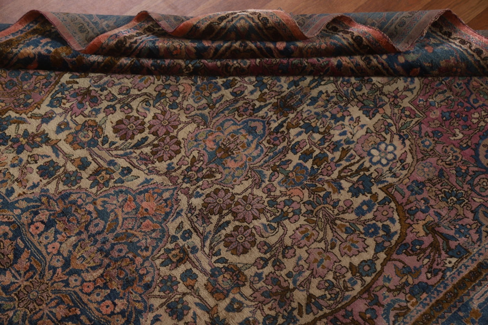 100% Silk Pre-1900 Antique Kashan Mohtasham Persian Rug 4x7 - 19
