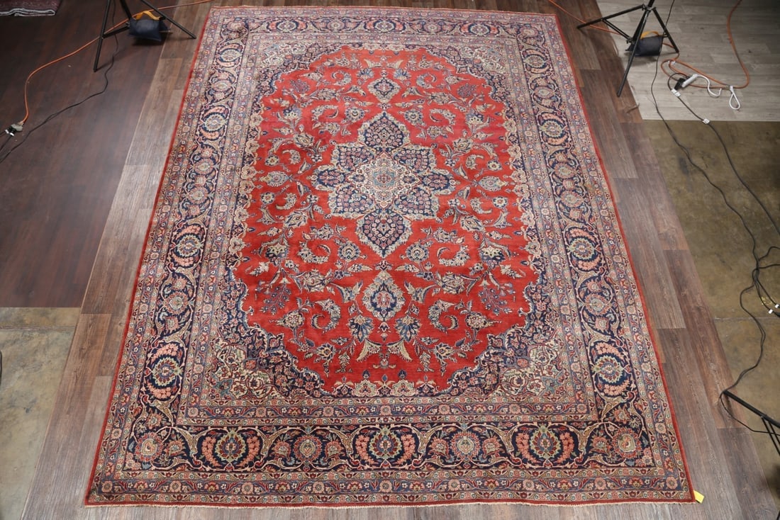 Antique Vegetable Dye 11x14 Kashan Dabir Persian Area Rug - 3