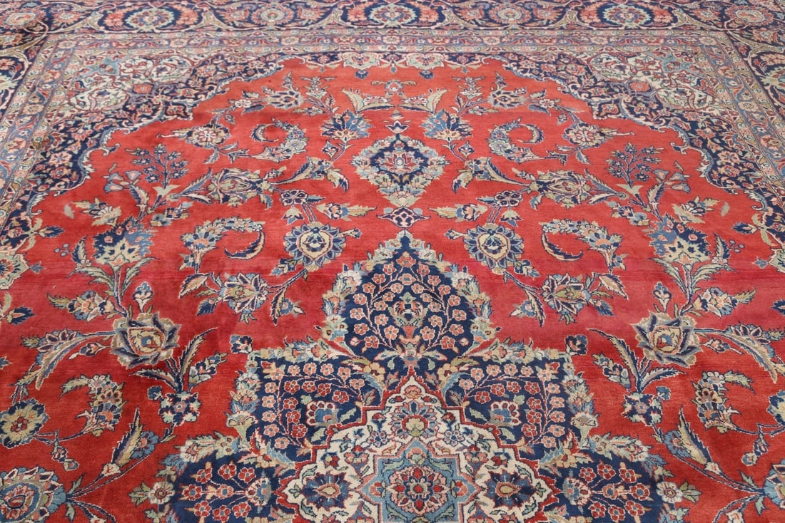 Antique Vegetable Dye 11x14 Kashan Dabir Persian Area Rug - 8
