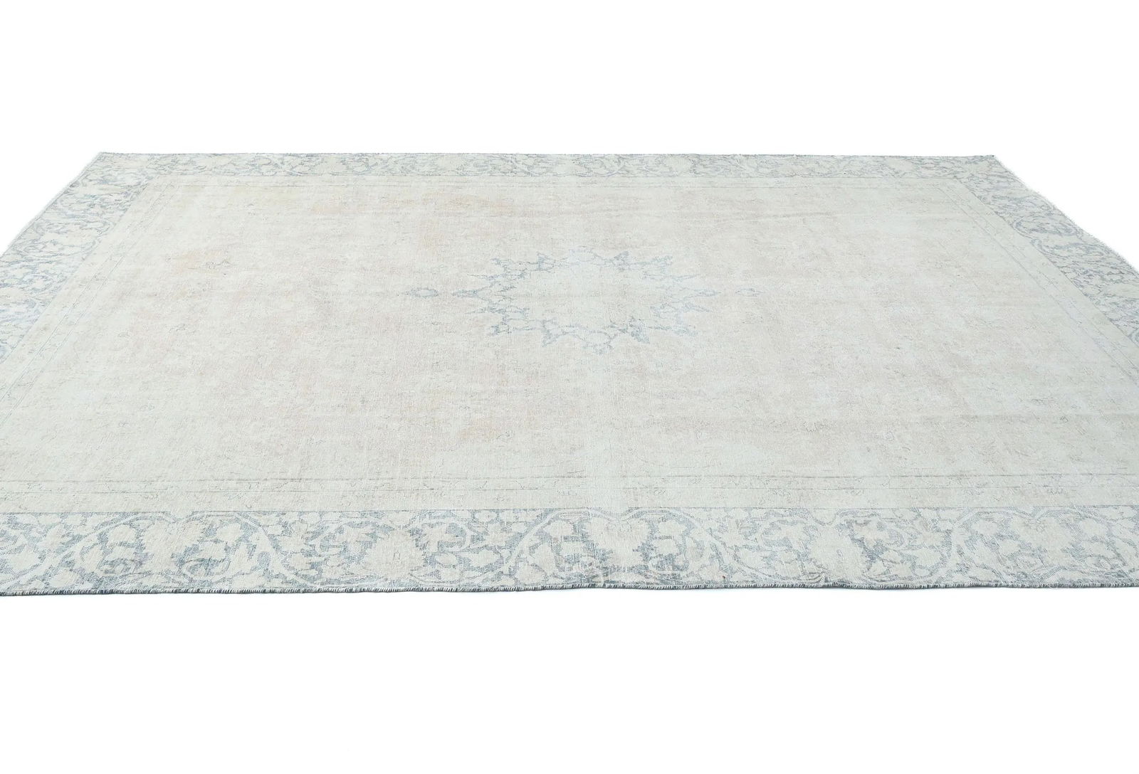 Muted Floral 9X12 Distressed Vintage Oriental Rug - 3