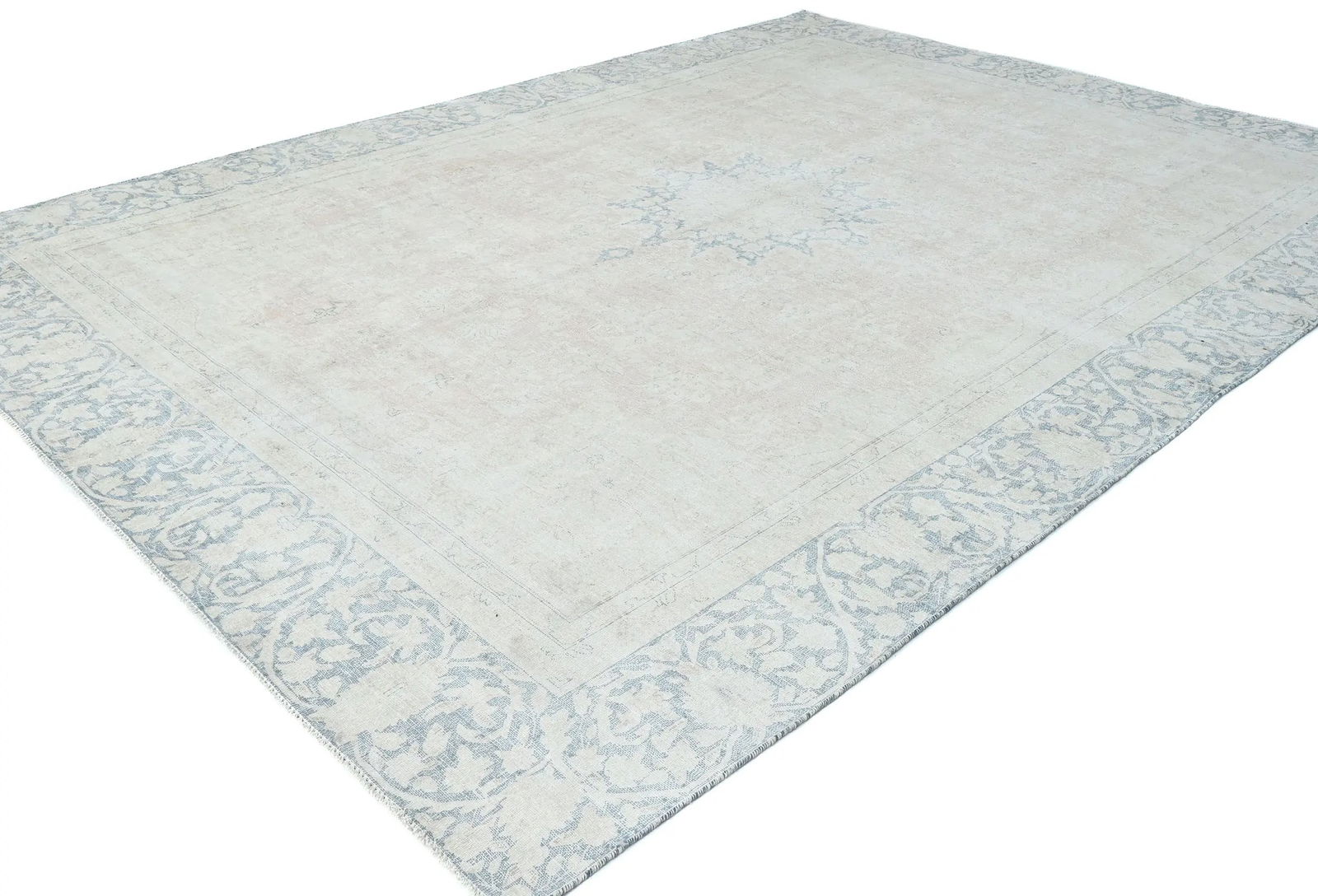 Muted Floral 9X12 Distressed Vintage Oriental Rug - 8