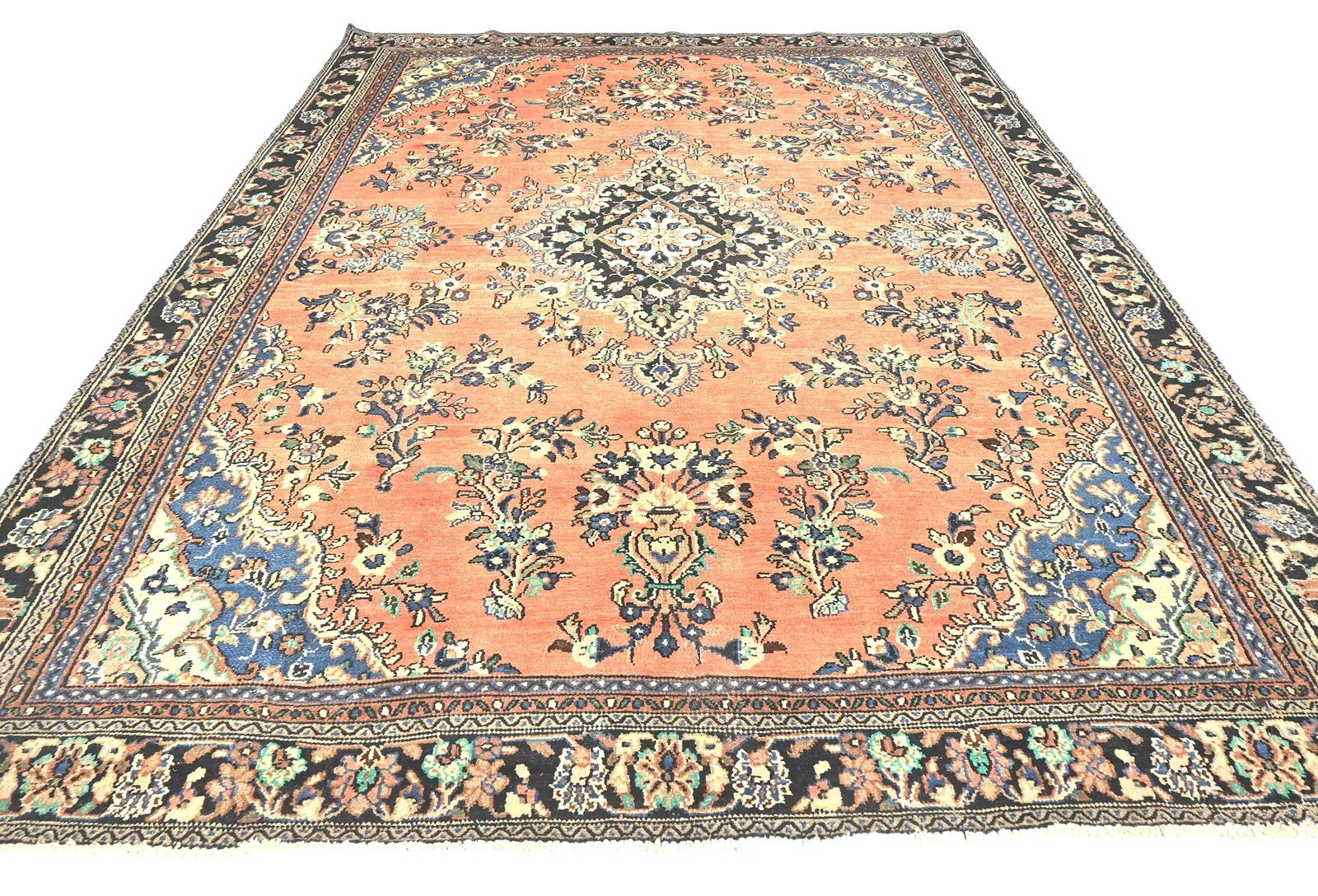 Antique Muted Floral 8X11 Distressed Vintage Oriental Rug - 2