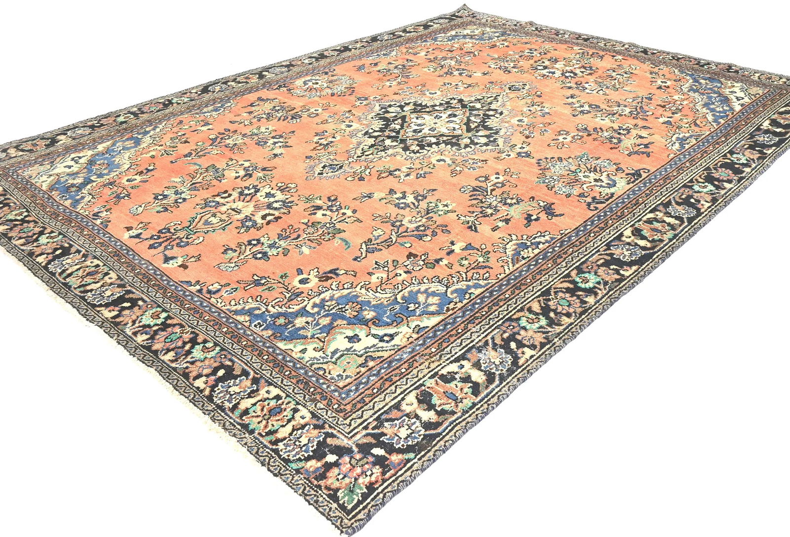 Antique Muted Floral 8X11 Distressed Vintage Oriental Rug - 3