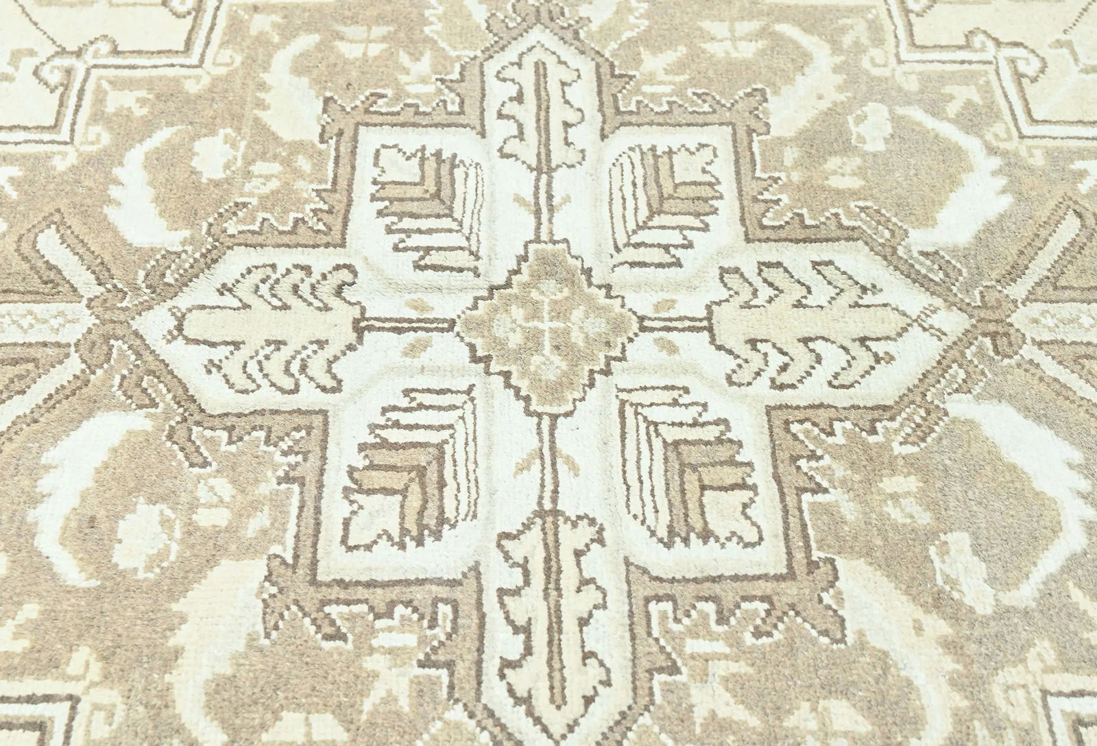 Muted Beige Floral 8X11 Distressed Vintage Oriental Rug - 5