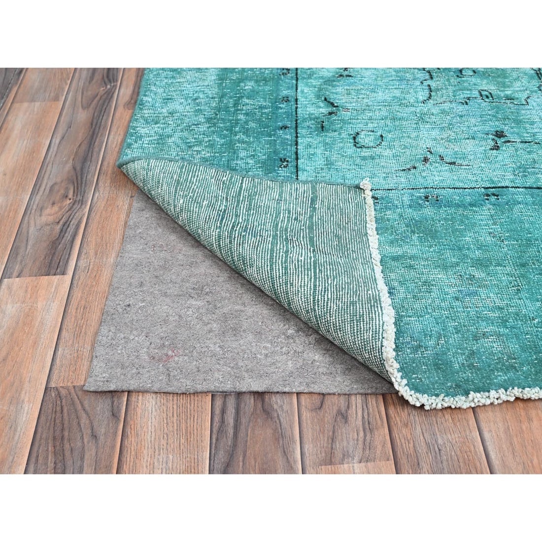 Deep Green Hand Knotted 100% Wool Vintage Tebraz Clean Oriental Rug - 4