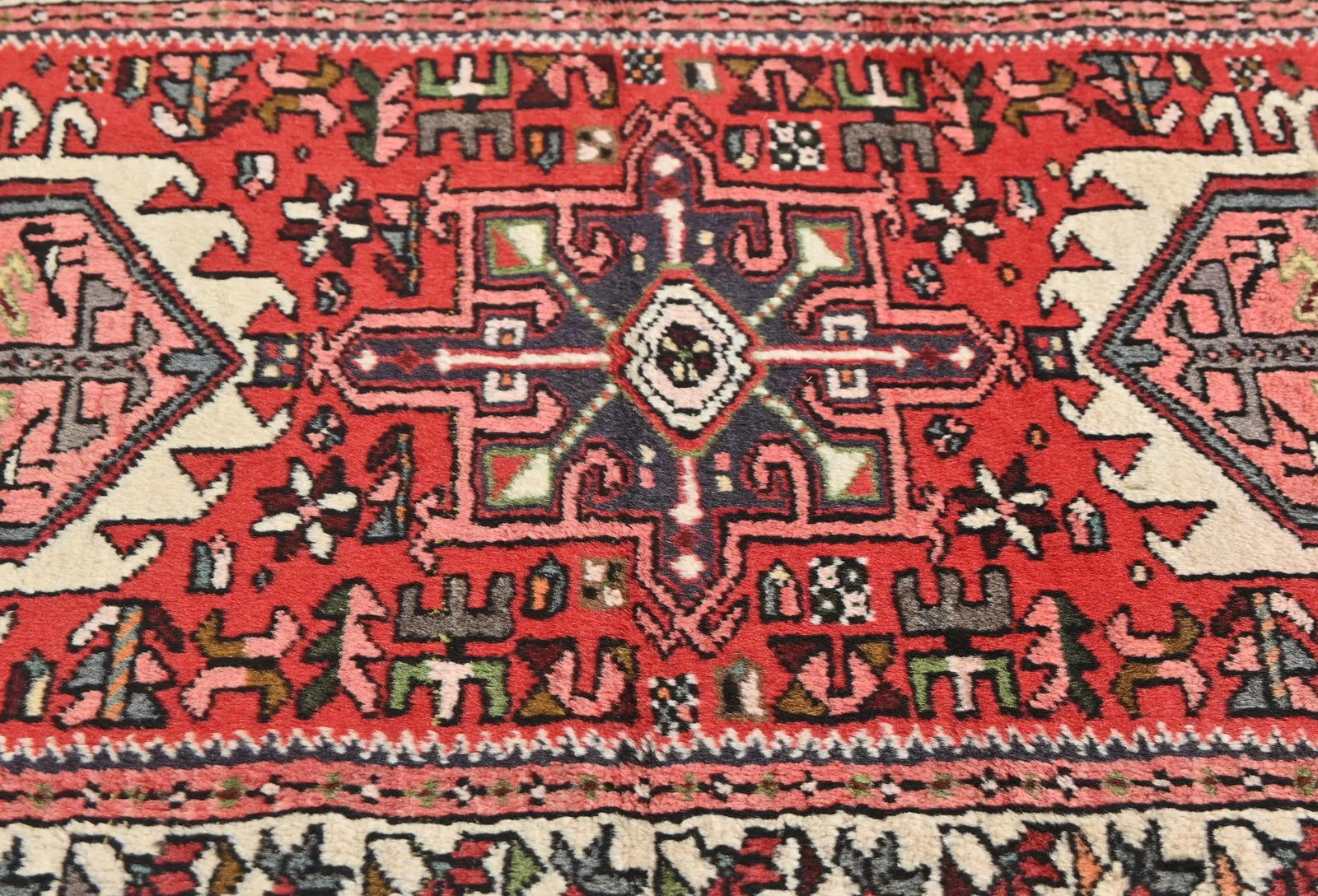 Vintage Red Geometric 2'4X9'5 Karajeh Persian Runner Rug - 5