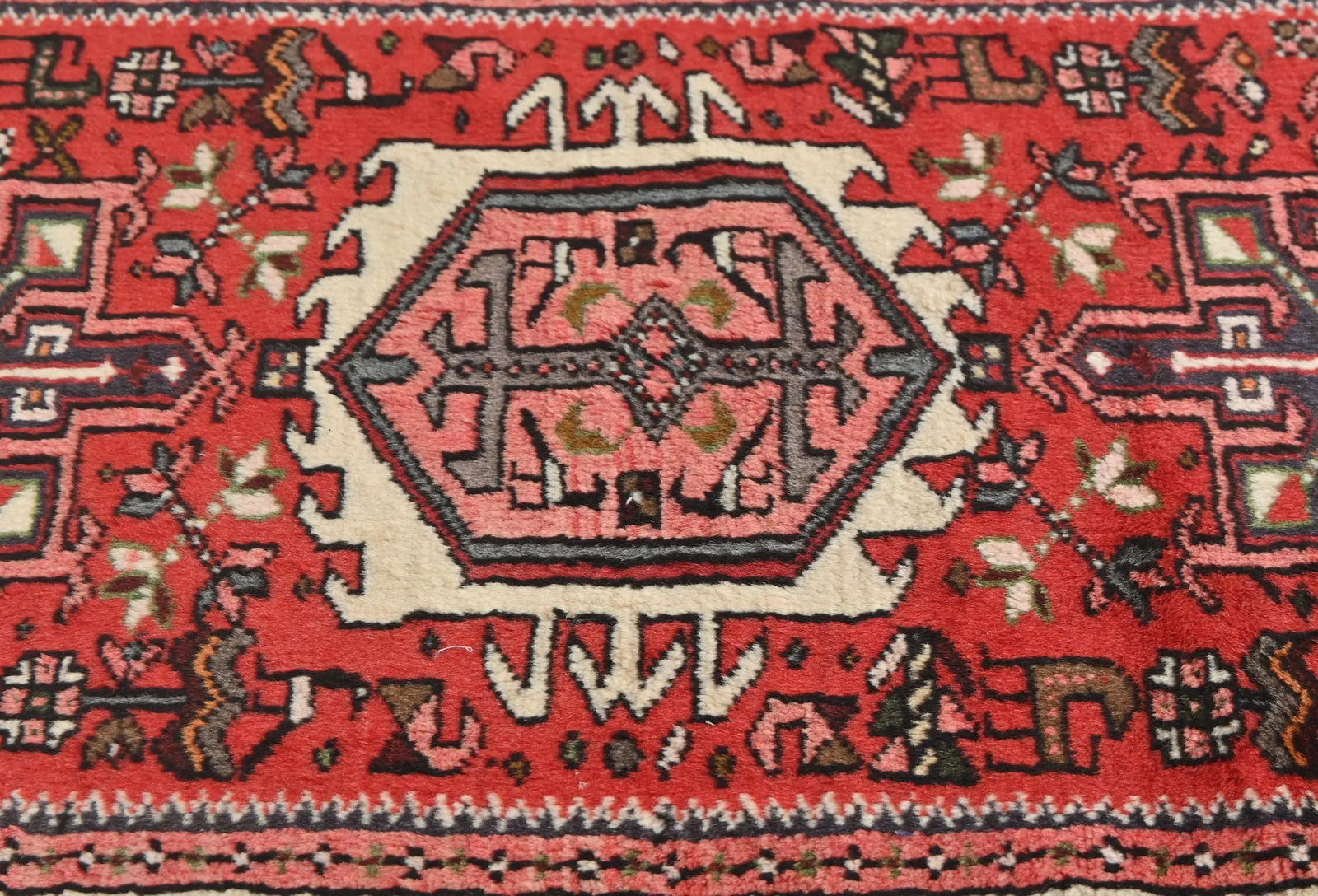 Vintage Red Geometric 2'4X9'5 Karajeh Persian Runner Rug - 6