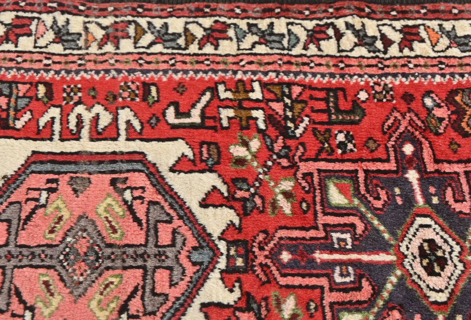 Vintage Red Geometric 2'4X9'5 Karajeh Persian Runner Rug - 7