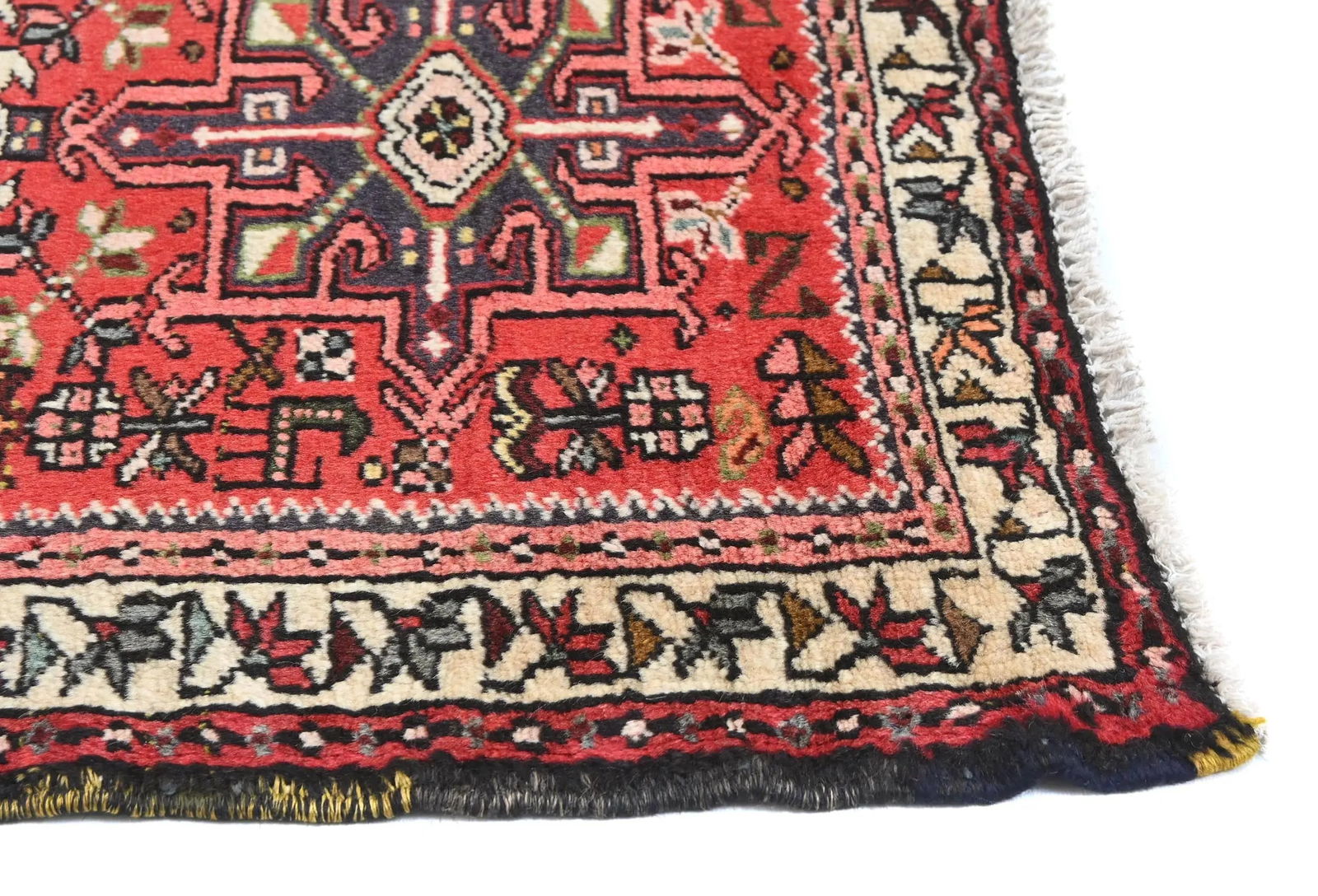 Vintage Red Geometric 2'4X9'5 Karajeh Persian Runner Rug - 8