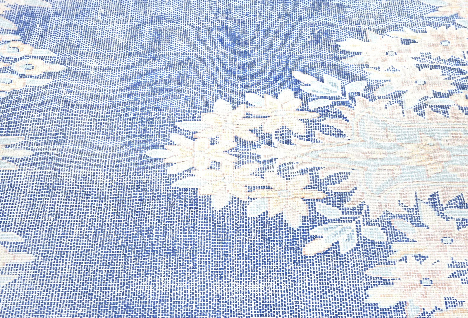 Antique Muted Blue Floral 10X13 Distressed Vintage Oriental Rug - 6