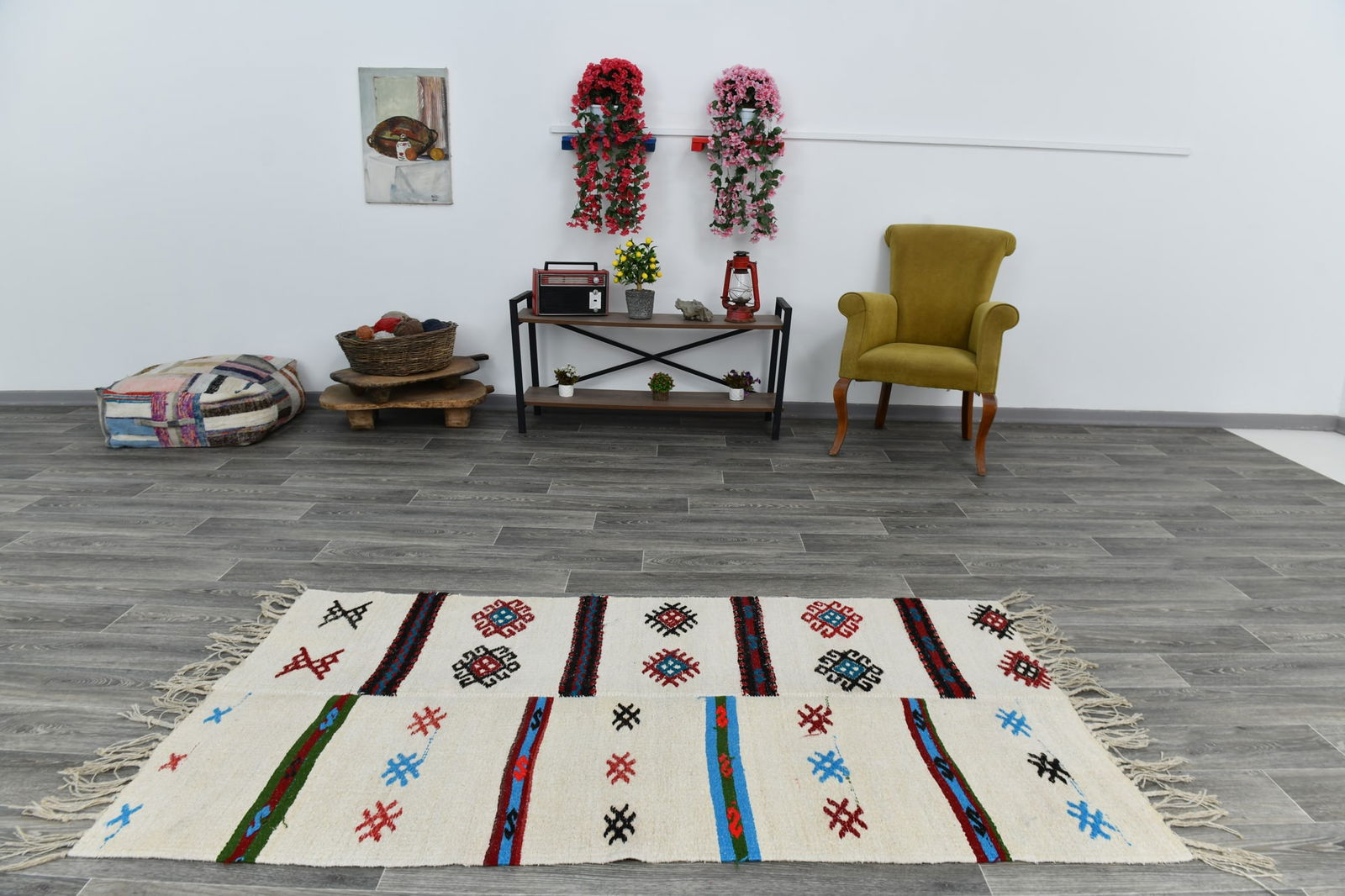 3'5'' x 6'4'' Handmade Vintage Wool Patchwork Rug - 1629 - 16