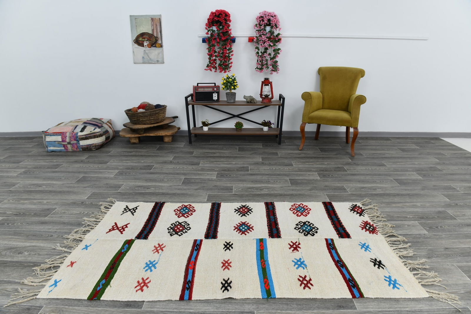 3'5'' x 6'4'' Handmade Vintage Wool Patchwork Rug - 1629 - 17