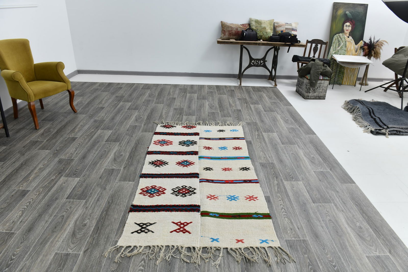 3'5'' x 6'4'' Handmade Vintage Wool Patchwork Rug - 1629 - 19