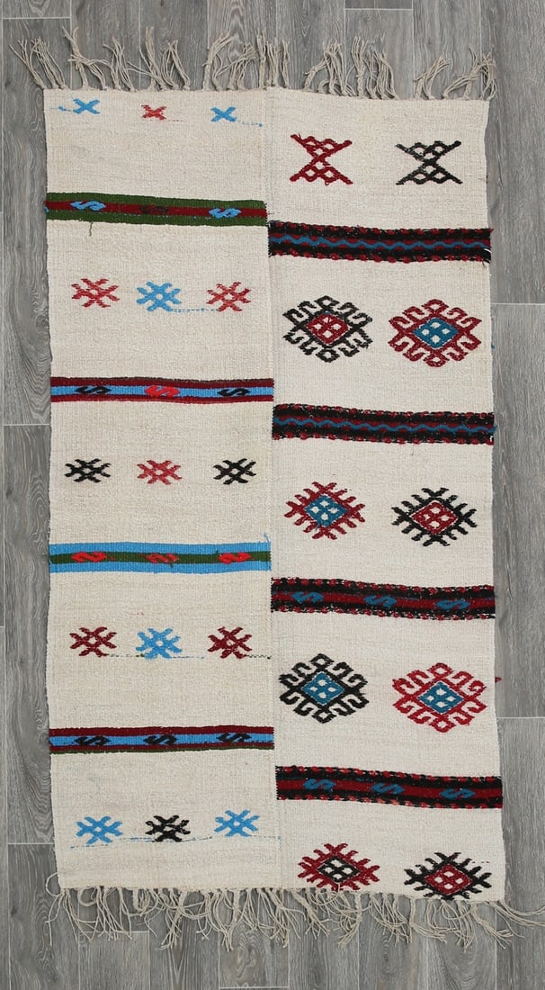 3'5'' x 6'4'' Handmade Vintage Wool Patchwork Rug - 1629 (1 of 20)