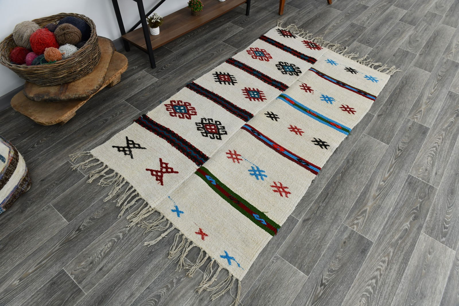 3'5'' x 6'4'' Handmade Vintage Wool Patchwork Rug - 1629 - 4