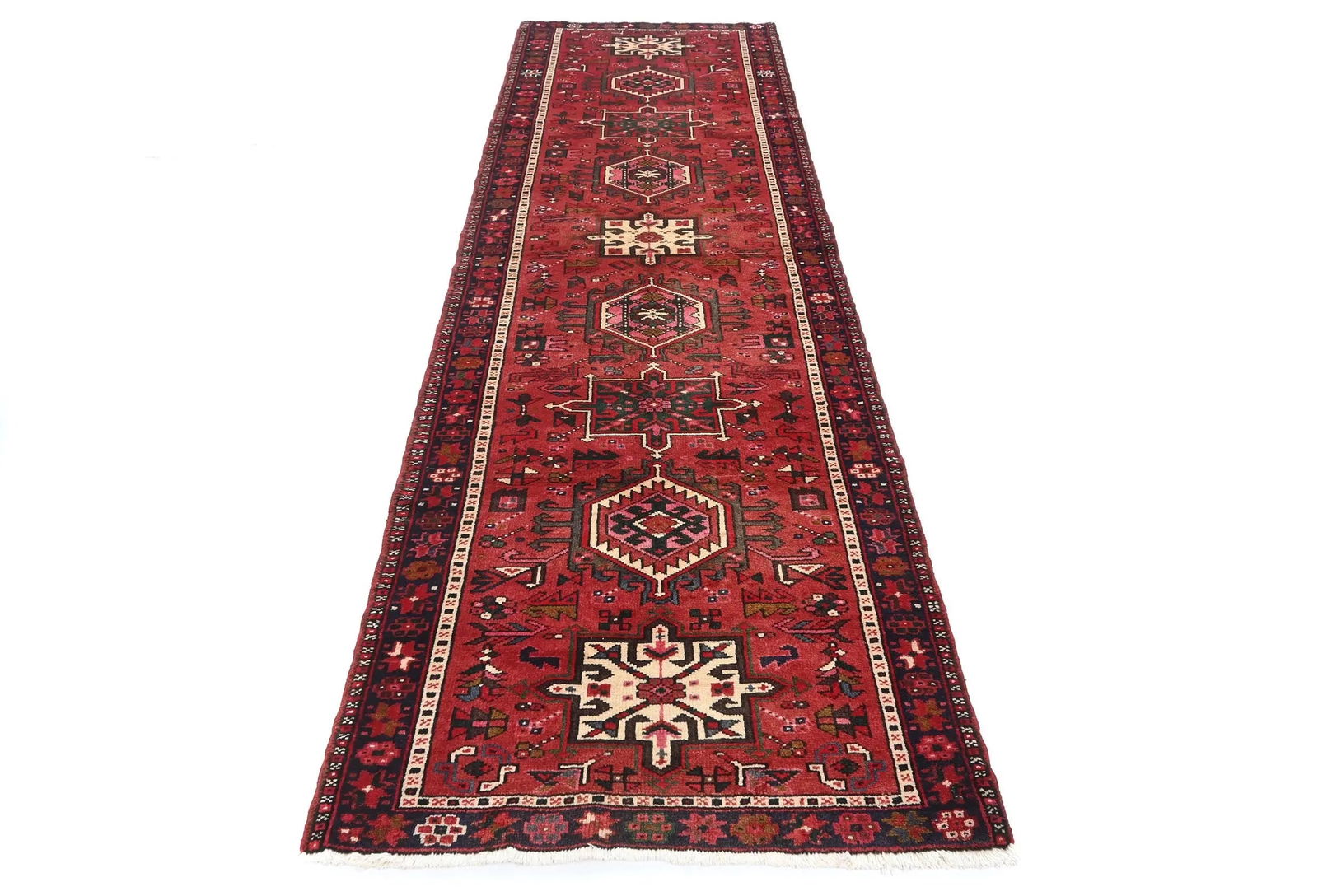 Vintage Red Geometric Tribal 3X10 Karajeh Persian Runner Rug - 2
