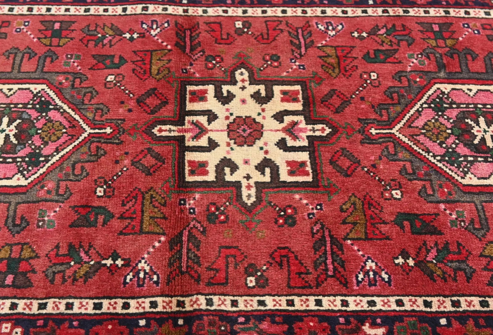 Vintage Red Geometric Tribal 3X10 Karajeh Persian Runner Rug - 5