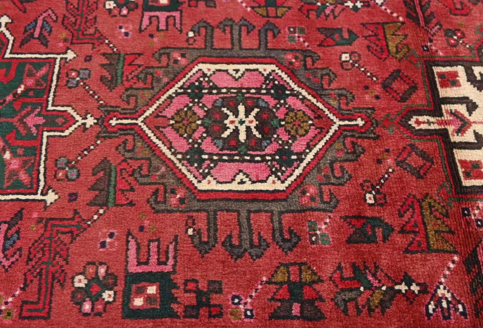 Vintage Red Geometric Tribal 3X10 Karajeh Persian Runner Rug - 6