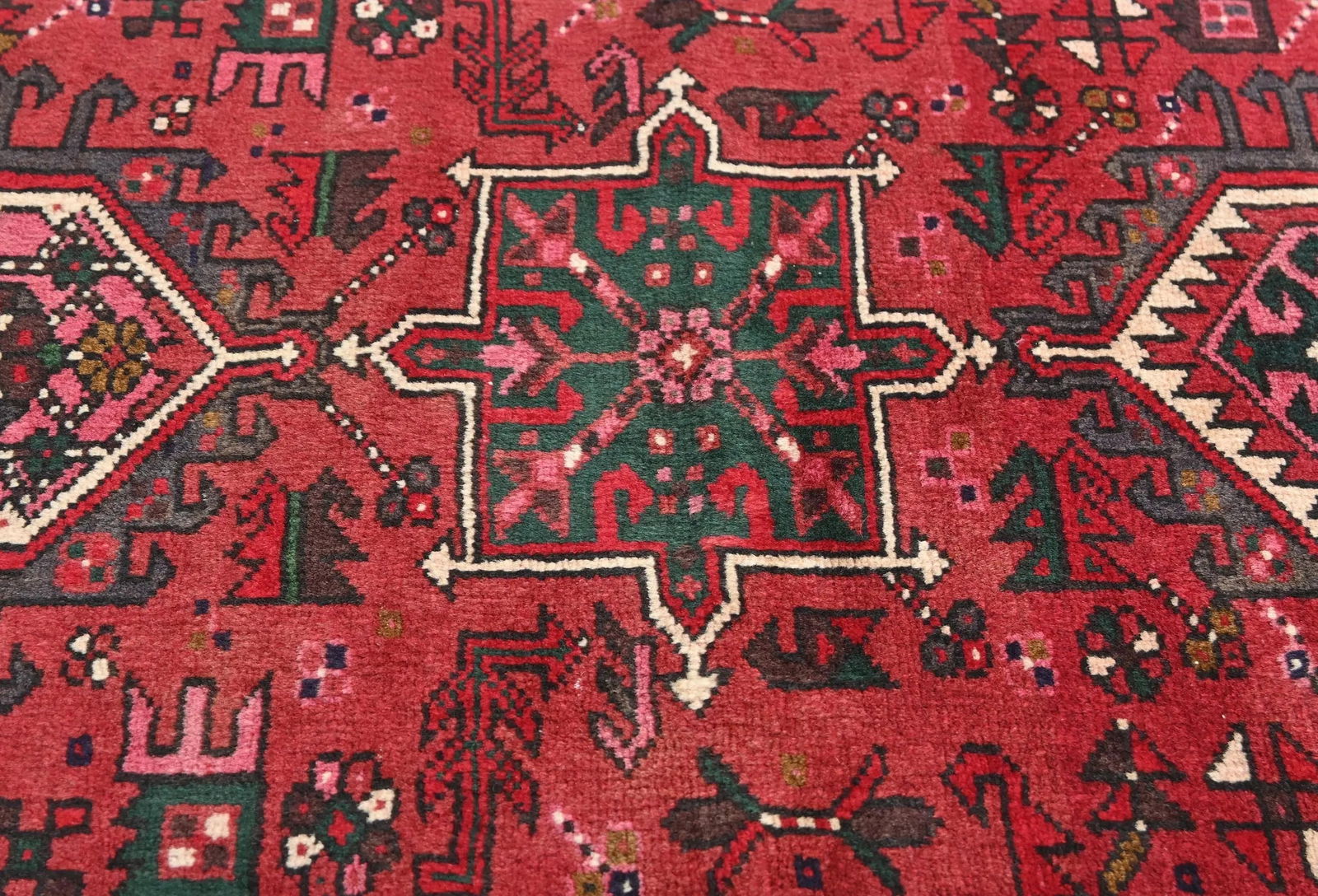 Vintage Red Geometric Tribal 3X10 Karajeh Persian Runner Rug - 7
