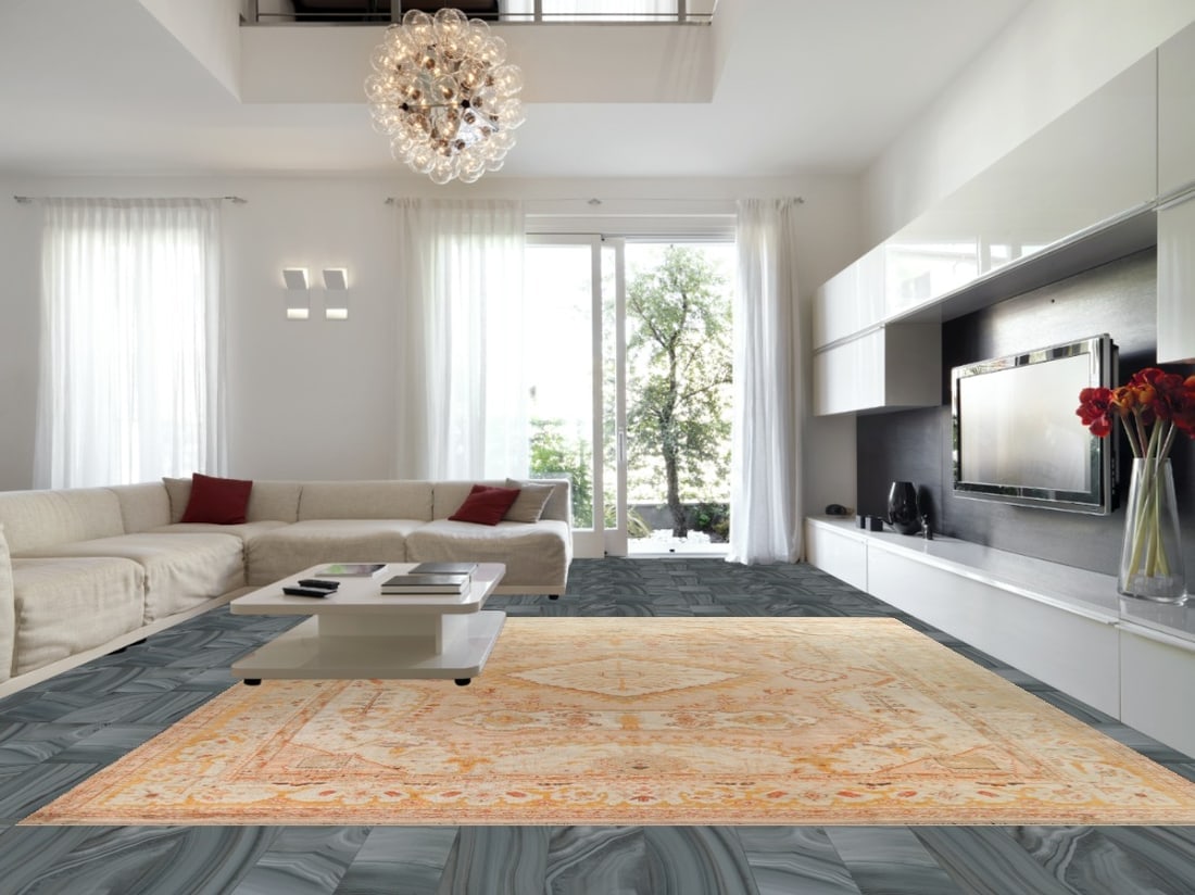 Pre-1900 Antique Vegetable Dye Oushak ANGORA Turkish Rug 13x14 - 2