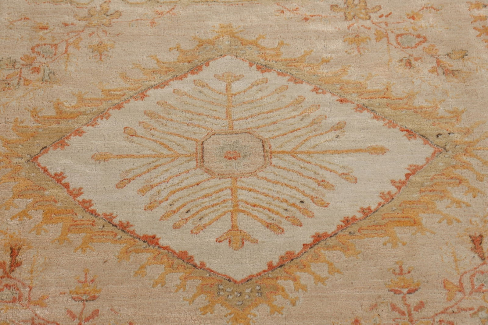 Pre-1900 Antique Vegetable Dye Oushak ANGORA Turkish Rug 13x14 - 5