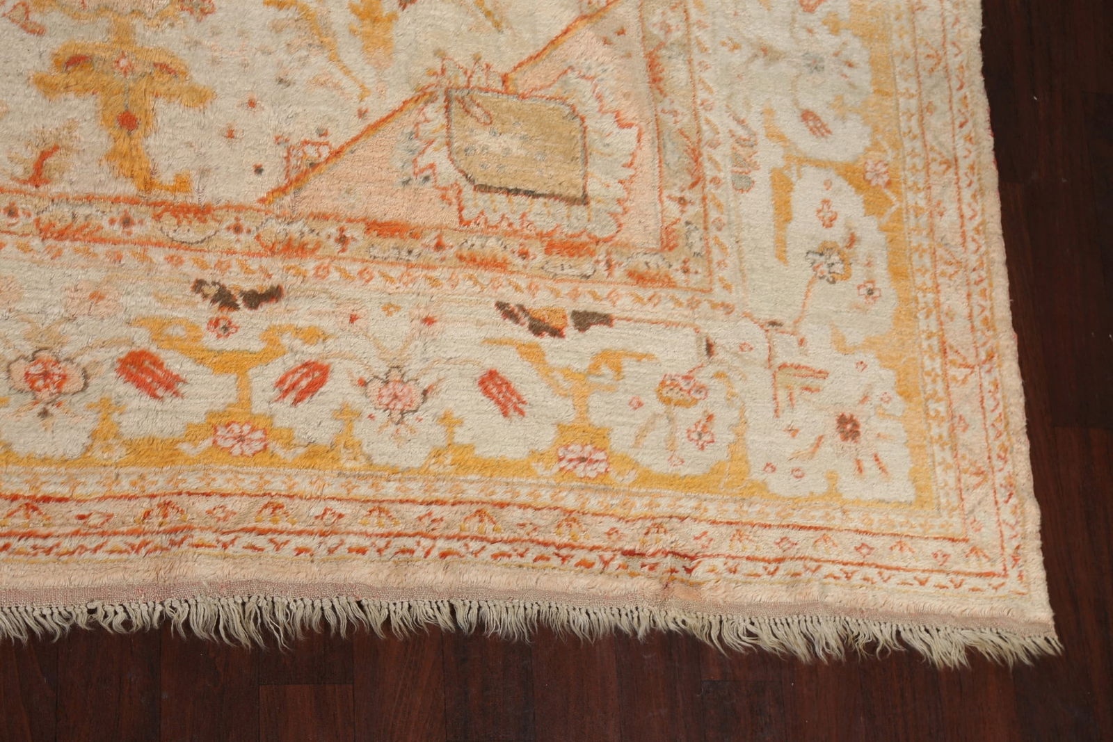 Pre-1900 Antique Vegetable Dye Oushak ANGORA Turkish Rug 13x14 - 7