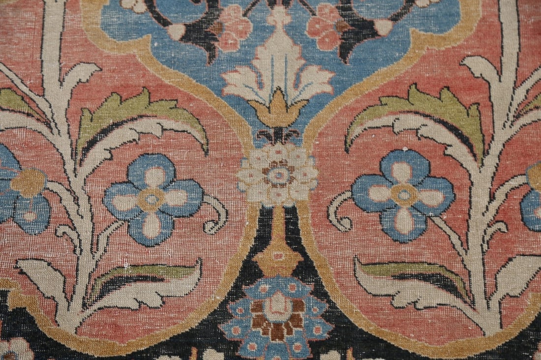 Pre-1900 Antique Vegetable Dye Tabriz Haj Jalili Persian Rug 14x22 - 10