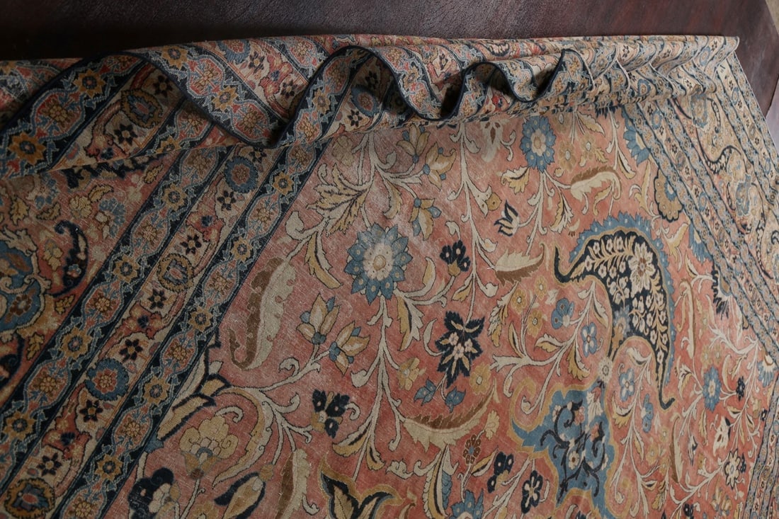 Pre-1900 Antique Vegetable Dye Tabriz Haj Jalili Persian Rug 14x22 - 18