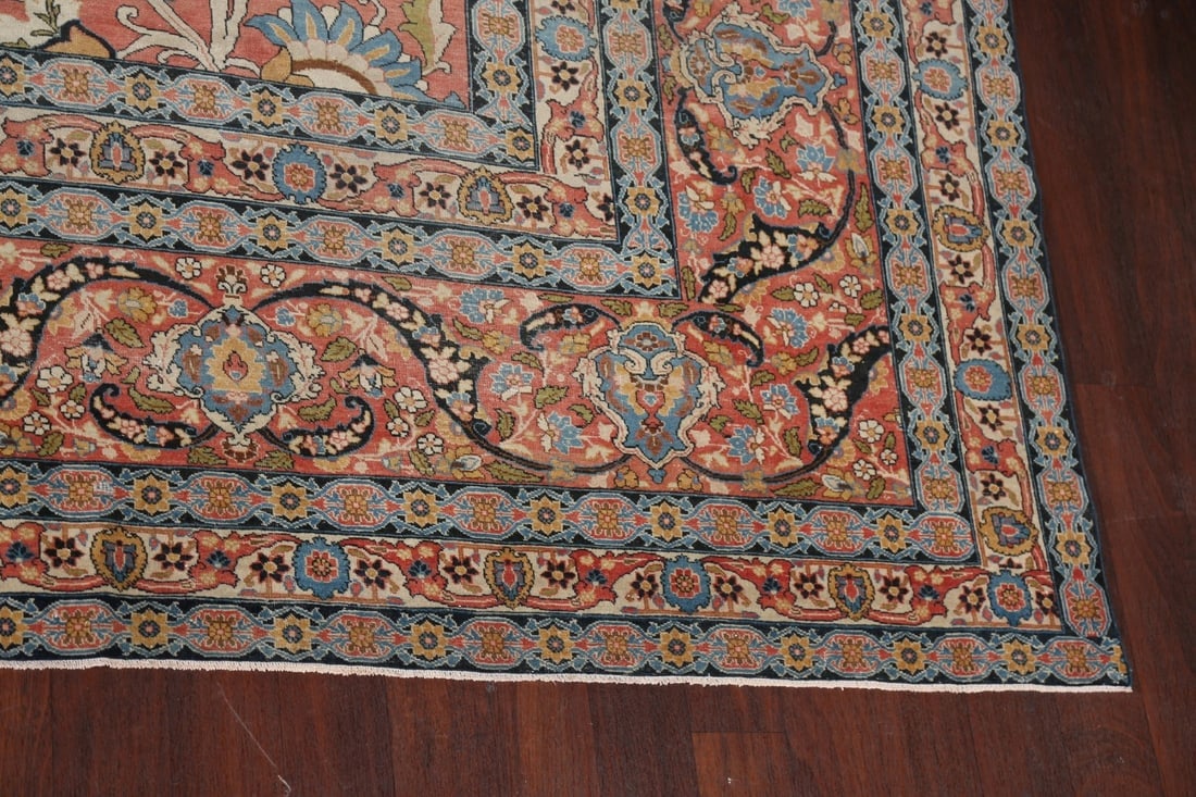 Pre-1900 Antique Vegetable Dye Tabriz Haj Jalili Persian Rug 14x22 - 7